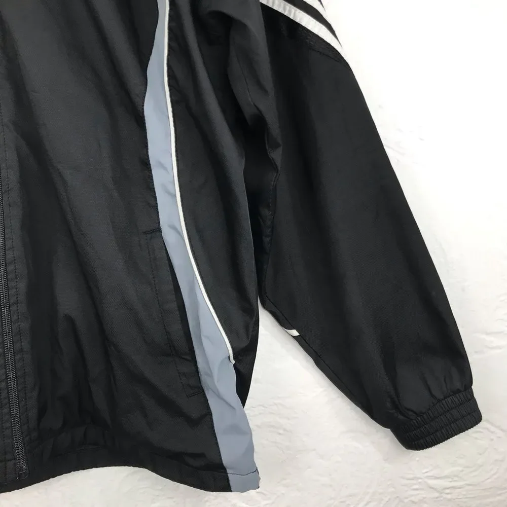 Adidas Black Vintage Track Jacket White Stripes-XL
